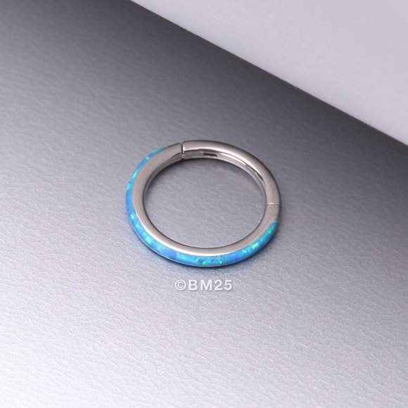 Implant Grade Titanium Brilliant Fire Opal Lined Seamless Clicker Ring - 8mm - Picture 1 of 2
